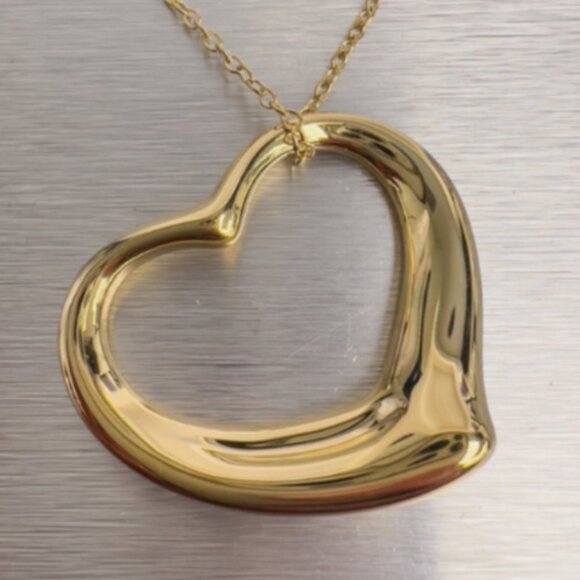 Tiffany & Co  XL Elsa Peretti 18K Gold Open Heart Extra Large 36mm - Picture 1 of 4